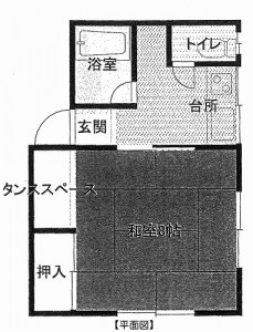 アパート広面1K 平面図